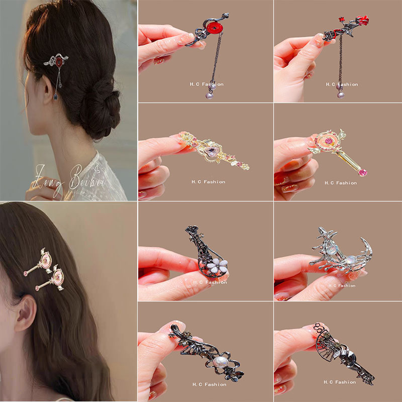 Magic wand hair clip, Japanese-style cute and girlish hair accessory, side clip, bangs clip, duckbill clip, trendy hair clip, fashionable headwear full figure