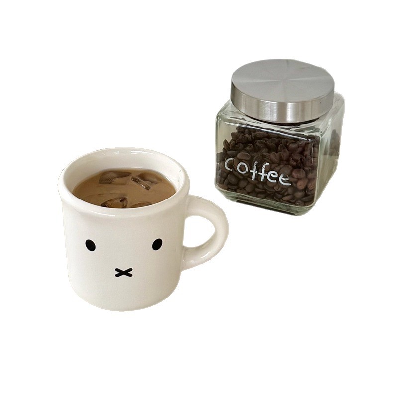 Cute little rabbit ceramic mug, water cup, ins style coffee cup, high appearance level, home breakfast cup, cartoon milk cup Item Picture