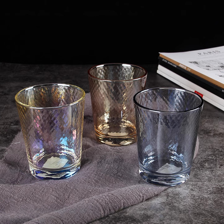 Star-rated restaurant hotel rooms business Luo Pai tea cups, hammered eye pattern round dazzling colorful glass cups, wine cups Application Scenario