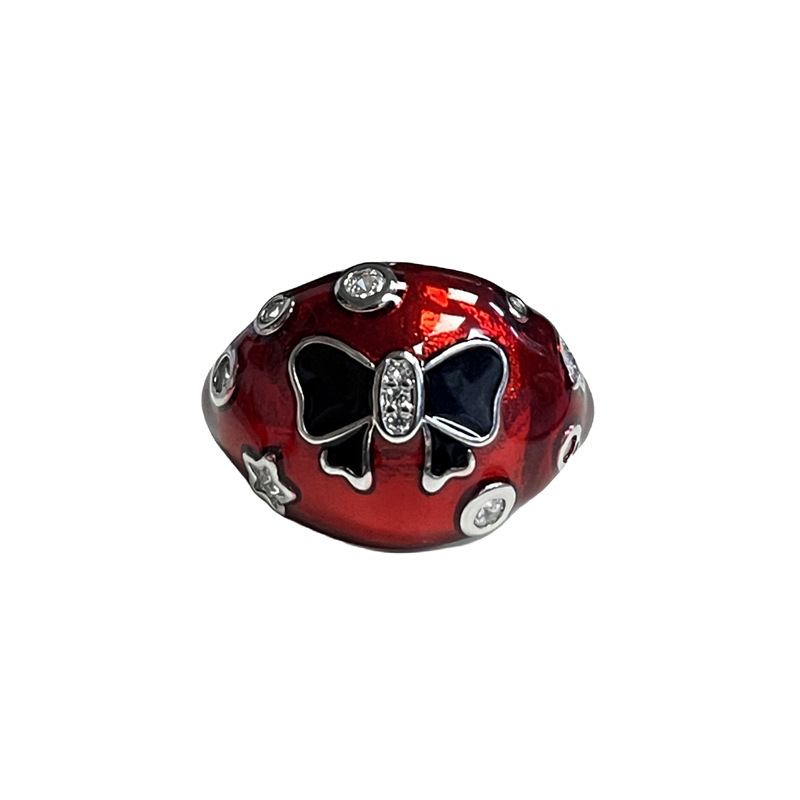 A light luxury and high-end New Year red drip glaze open ring for women, with an irregular and cold style, fashionable and sweet cool ring Item Picture