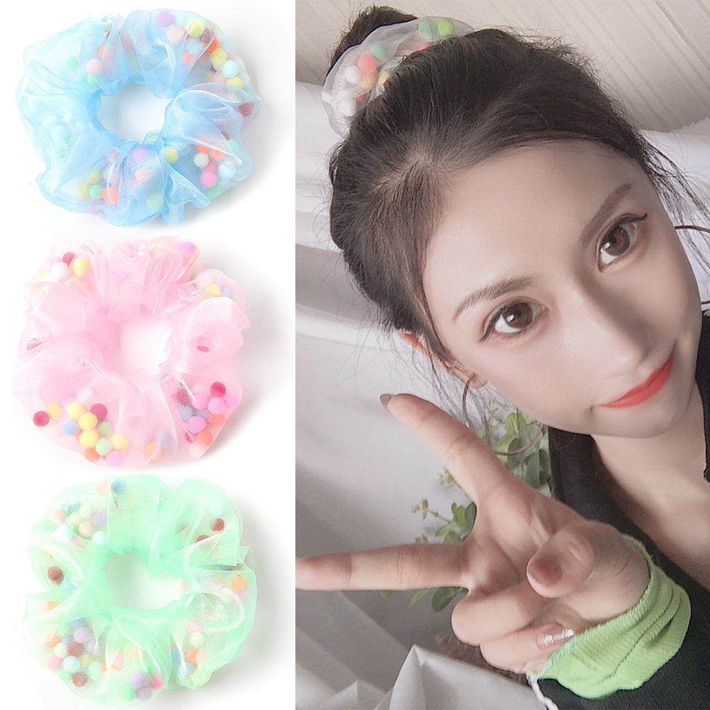 Qiyue Spring/Summer Cotton Candy Ougensha Colorful Fruit Balls, Large Intestine Hair Rings, Bath Balls, Flower Balls, Intestinal Rings C126 full figure