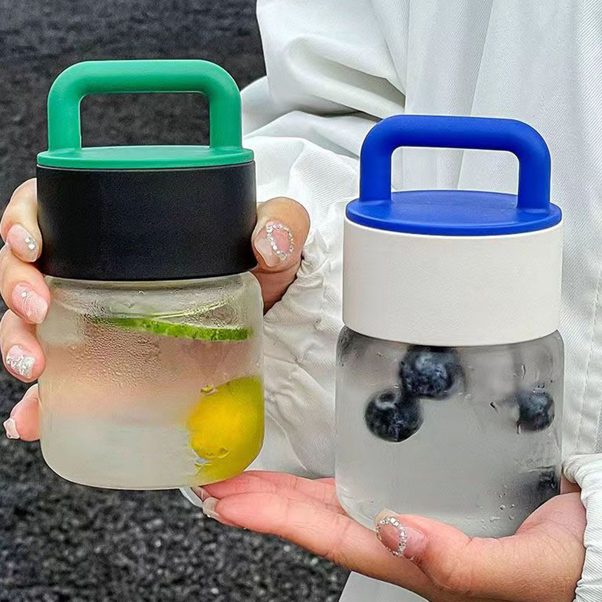 Transparent chubby glass cup, portable water cup, female student household drink, coffee, milk drink, gift cup full figure
