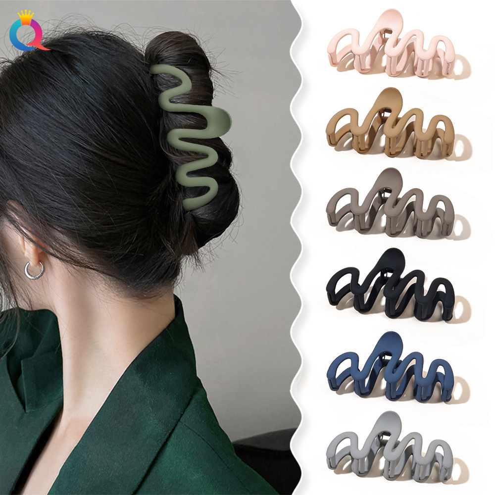 Qiyue Cross-border oversized high-end wavy hair clips, shark hair clips, large quantity, back head updo, grappling clips, hair accessories wholesale details Picture