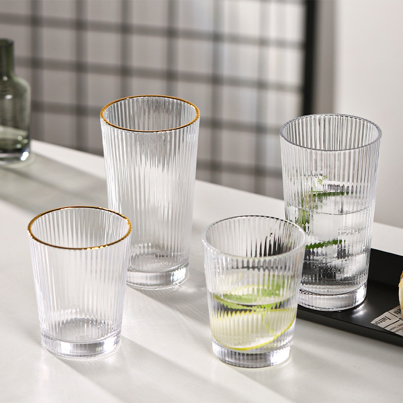 Guangdong Jiabao glass cup, popular coffee cup, simple Japanese vertical striped water cup, fresh and cute for women Application Scenario