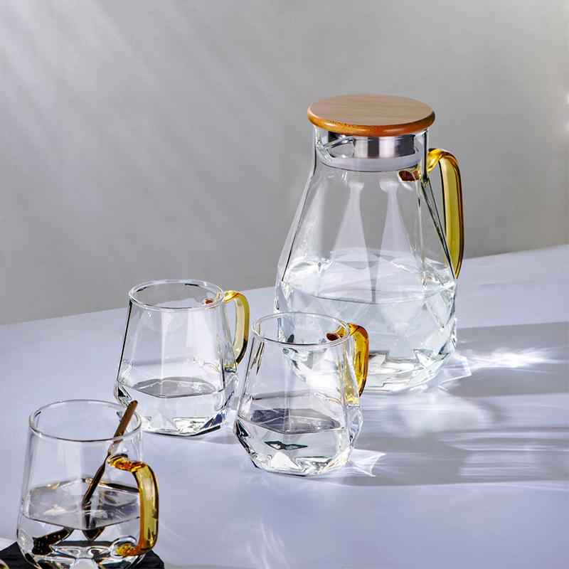 Creative and simple cold water bottle home set, high borosilicate thickened glass cold water bottle, transparent glass cup drinking cup details Picture