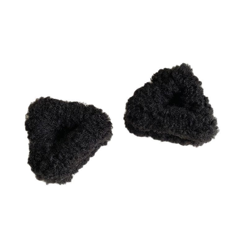 Cat-ear plush hair clips, bangs on the forehead, small scratch-off clips, cute furry hair clips, headwear, lambskin hair clips Item Picture