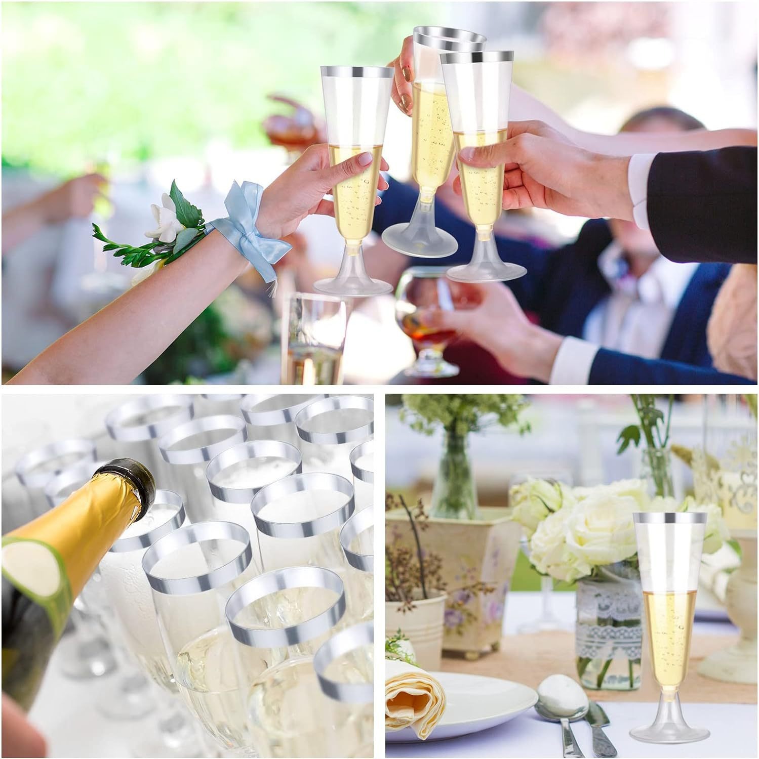 Wholesale 150ML disposable plastic champagne glasses, transparent cocktail glasses, portable picnic and party tall wine glasses Application Scenario