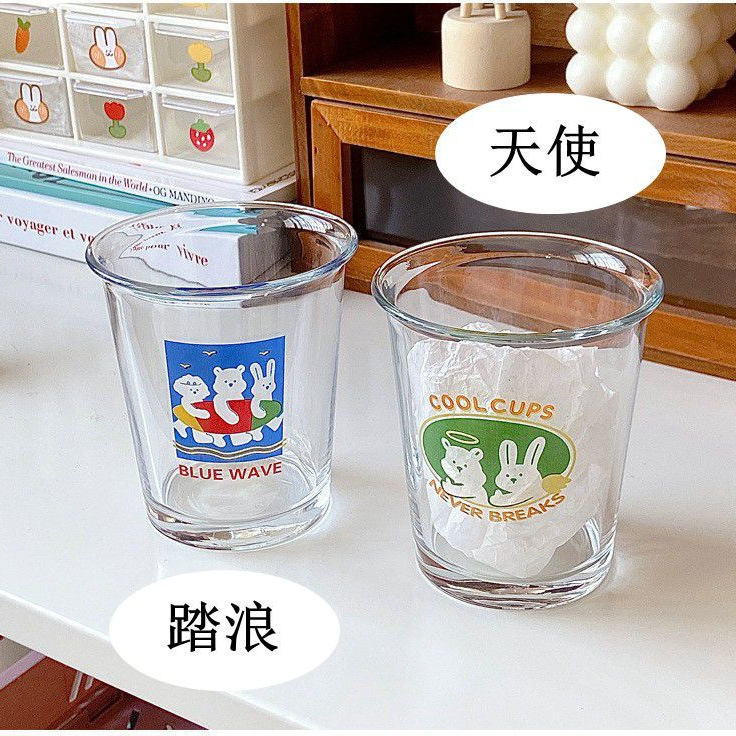 ins popular coffee shop American cold brew iced latte coffee cup, simple glass cup, beverage juice cup, cold drink cup Specification drawing