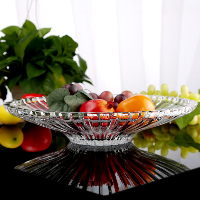 Crystal fruit plate, glass fruit plate, fruit pit, fruit basin, bowl, plate, dried fruit plate, candy plate, creative home furnishing full figure