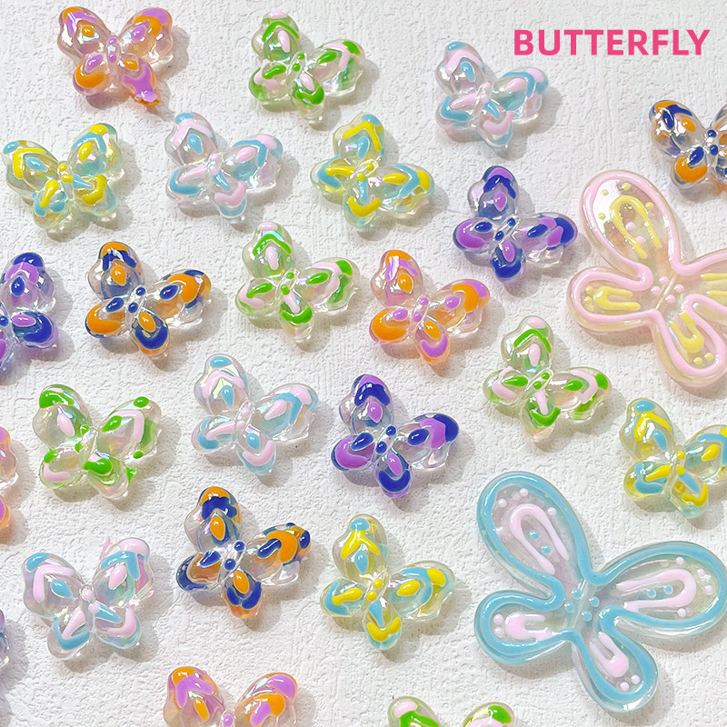 Alec hand-painted beaded candy-colored butterfly hand beaded bracelet material, diy handmade accessories, accessories wholesale details Picture