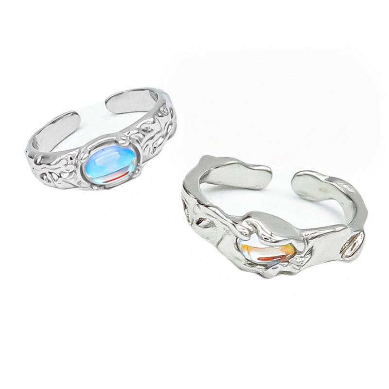 A niche Japanese and Korean high-end moonstone open ring for women on Instagram, with a cool, sweet and individualistic style. A trend of eating rings Item Picture