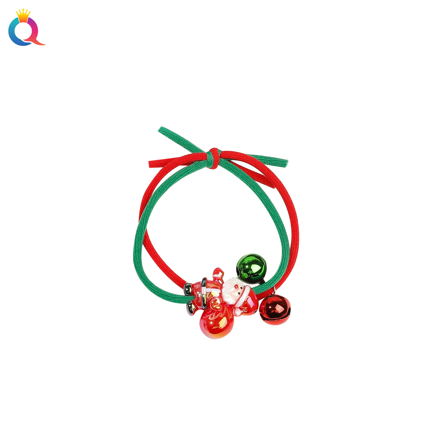 Wholesale of Qiyue Cross-border Christmas hair ties, cartoon bells, double-piece rubber bands, hair bands, high-elasticity hair ties and hair accessories Item Picture