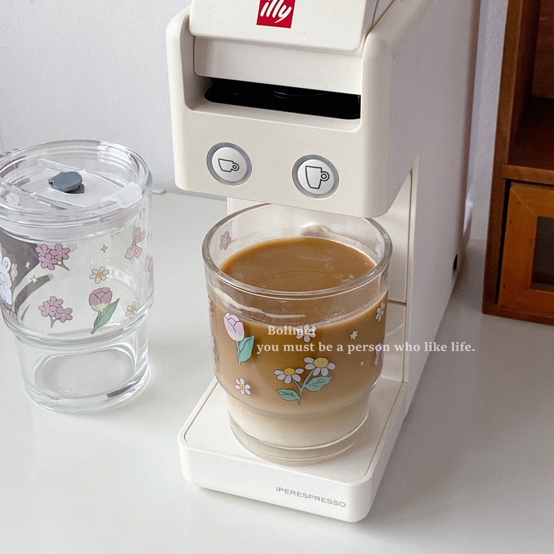 Bolimei Flower Rabbit Glass Straw Cup, Girlish Glass Water Cup, Milk Tea Cup, Student Covered Cup Application Scenario