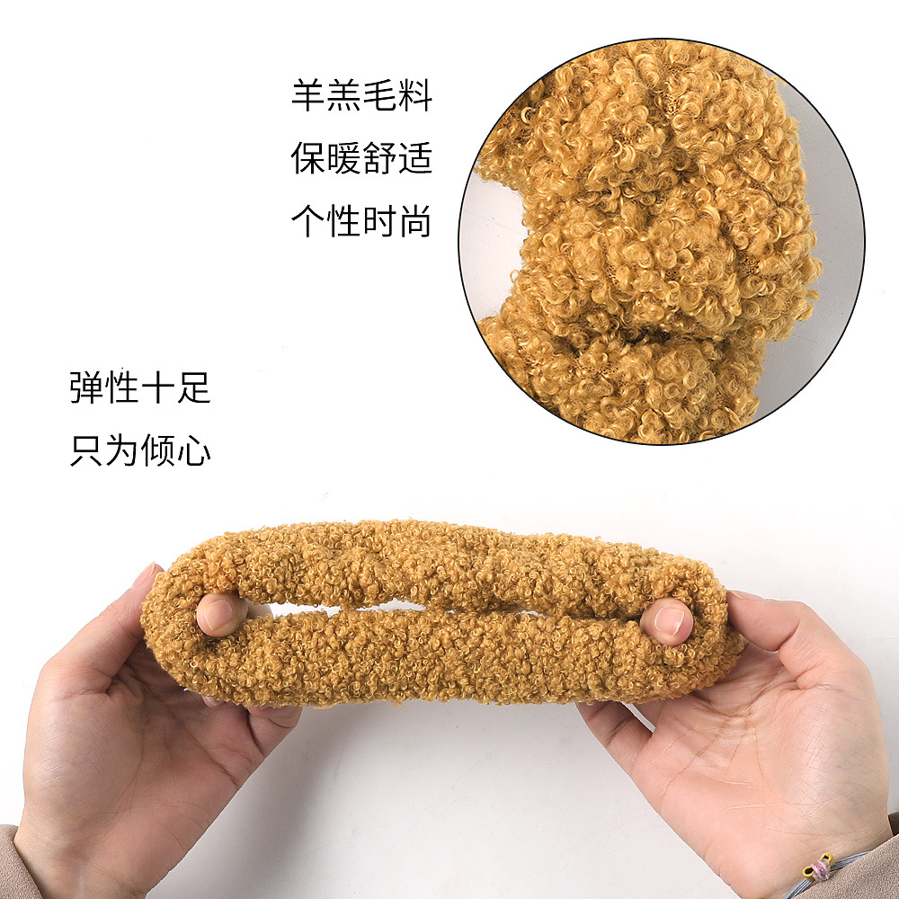 Qiyue Cross-border Autumn and Winter New sheepskin Large Intestine Ring, Teddy Fur Bun Head, Large Intestine hair ring, hair tie and hair accessory wholesale Application Scenario