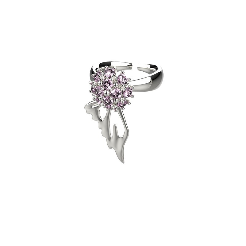 Sweet and cool, high-end wing zircon open ring, trendy and cool, exquisite and niche design, simple and individual, light luxury ring Item Picture