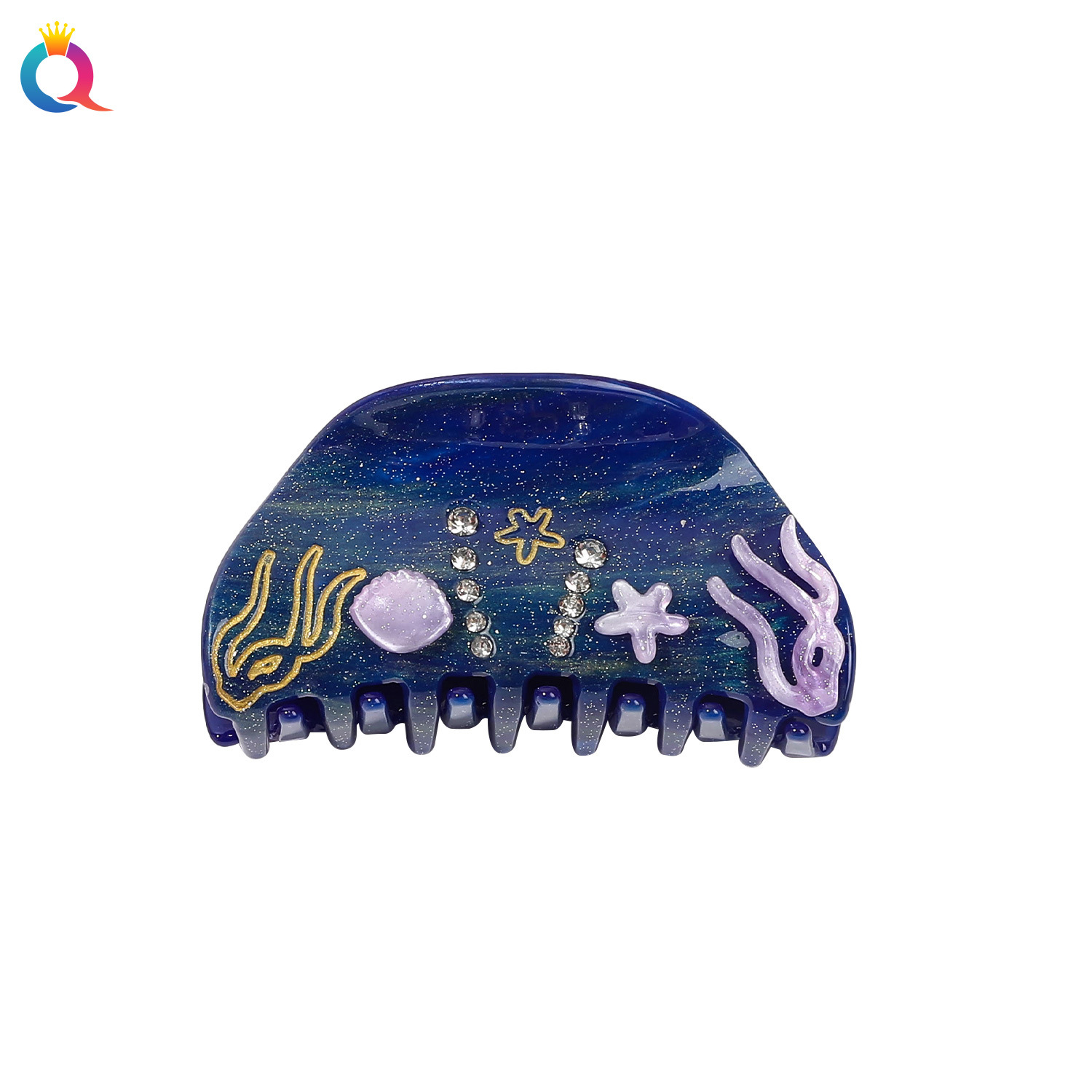 Qiyue Niche Ocean hair clips, high-end acrylic hair curls, heavy Industry imitation acetic acid shark hair clips wholesale Item Picture