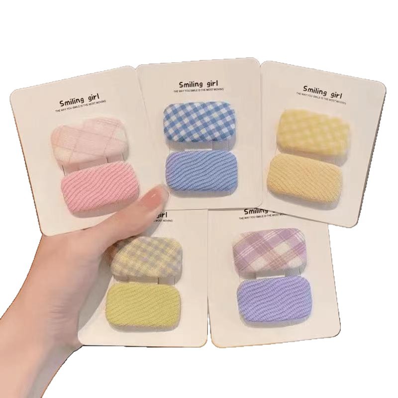 Korean macaron fabric hair clips, children's square forehead bangs clips, little princess clips, hair accessories, hair clips and headwear Item Picture