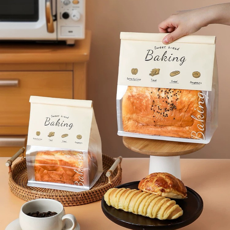 Sliced toast bread packaging bag, mochi cookies, self-sealing food bag, European-style bread, alkali water bag, 450g toast bread bag full figure