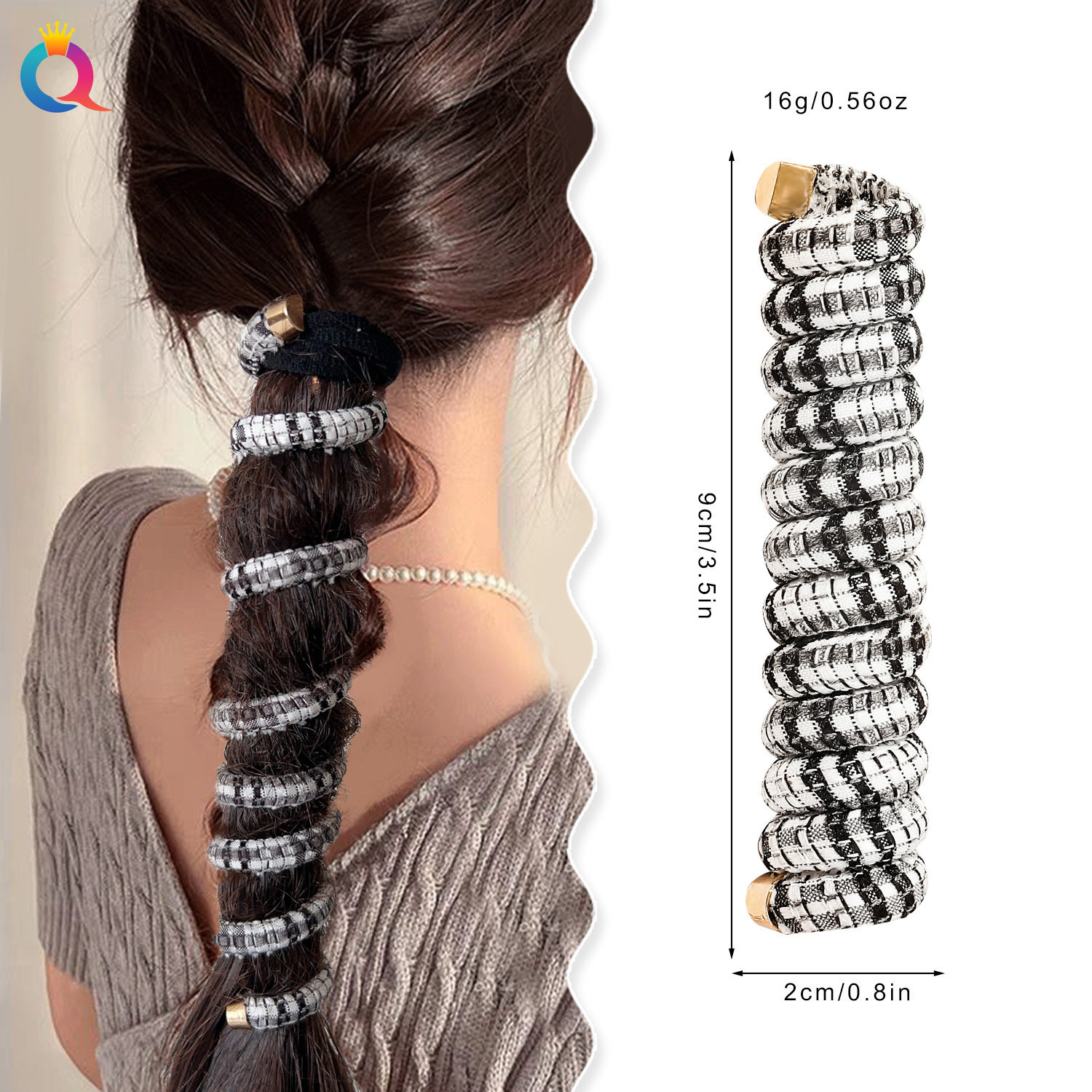 Qiyue Cross-border Braided hair telephone lines, hair bands, hair ties, women's high-end style, hair ties, leather bands, hair accessories wholesale details Picture