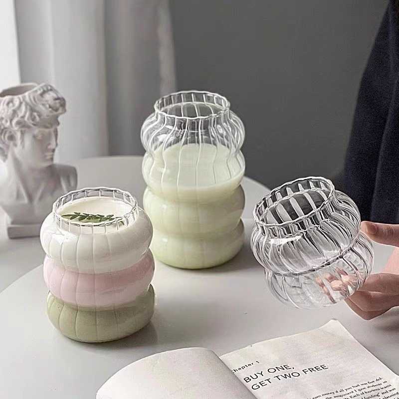 Vertical patterned glass cups, popular Jiejie cups, water cups, household large-capacity cold drinks, juice and milk cups, caterpillar coffee cups details Picture