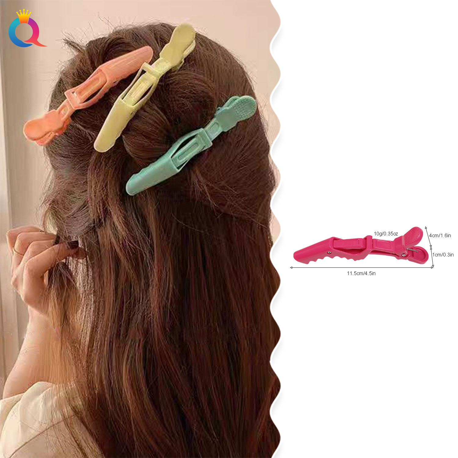 Qiyue Hair Care Colorful Crocodile Clips Hair care tools, special hair perming and dyeing tools for hair salons, positioning hair clips, duckbill clips details Picture