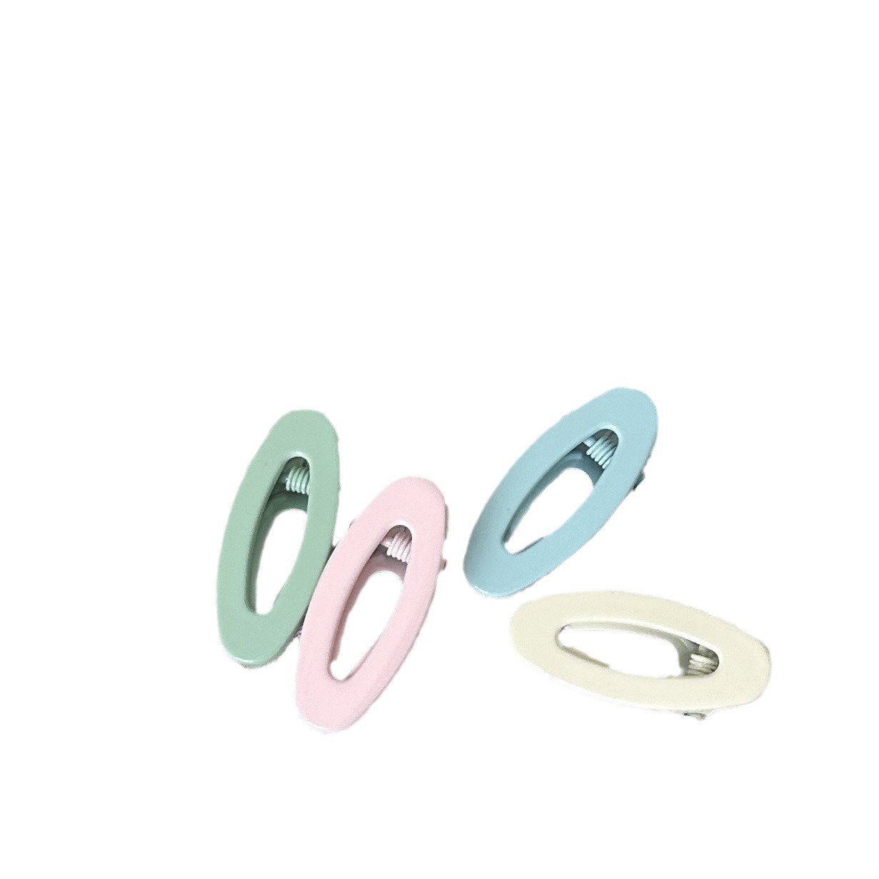 New mint green spring/summer alloy oval clip, sweet and girlish decorative hair clip, blue side clip, bangs hollow clip Item Picture