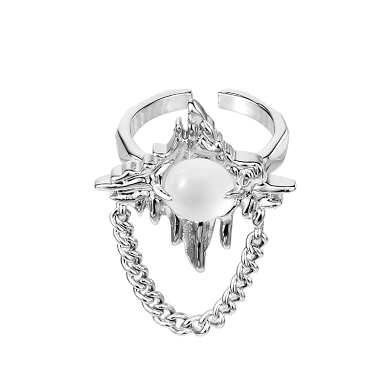 Irregular-textured opal open ring, a light luxury, trendy and niche design for women, with a unique and high-end feel Item Picture