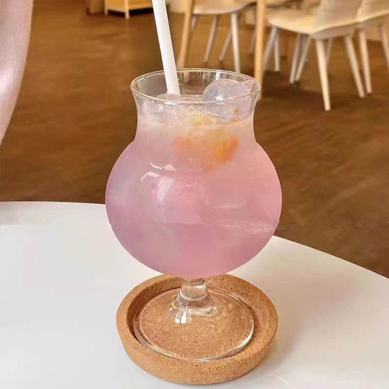 High-footed craft cocktail cups, glass beer mugs, transparent milk tea ice cream cups, milk drink juice cups Application Scenario