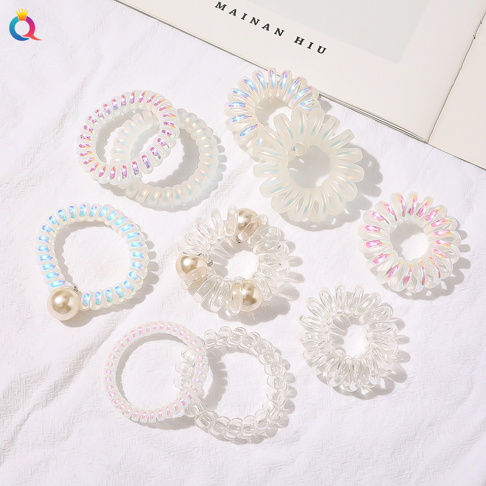 Qiyue Mermaid Girl telephone line hair tie girl matte seamless phone headband, thick ponytail, simple Korean rubber band full figure