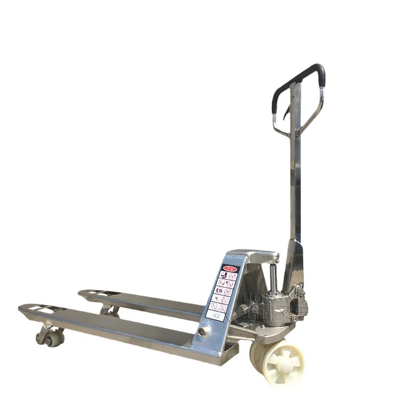 2.5-ton 304 stainless steel manual hydraulic pallet truck, hydraulic hand push tractor, is an excellent forklift Item Picture