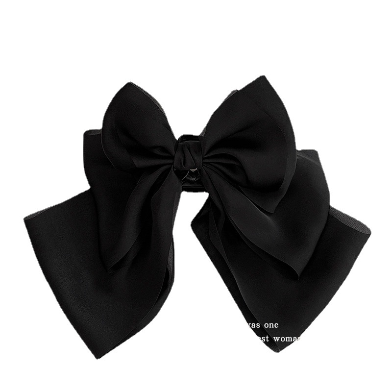 2025 New black bow hairpin with a flowing feel, a high-end Korean satin scratch-off hair accessory for the back of the head Item Picture
