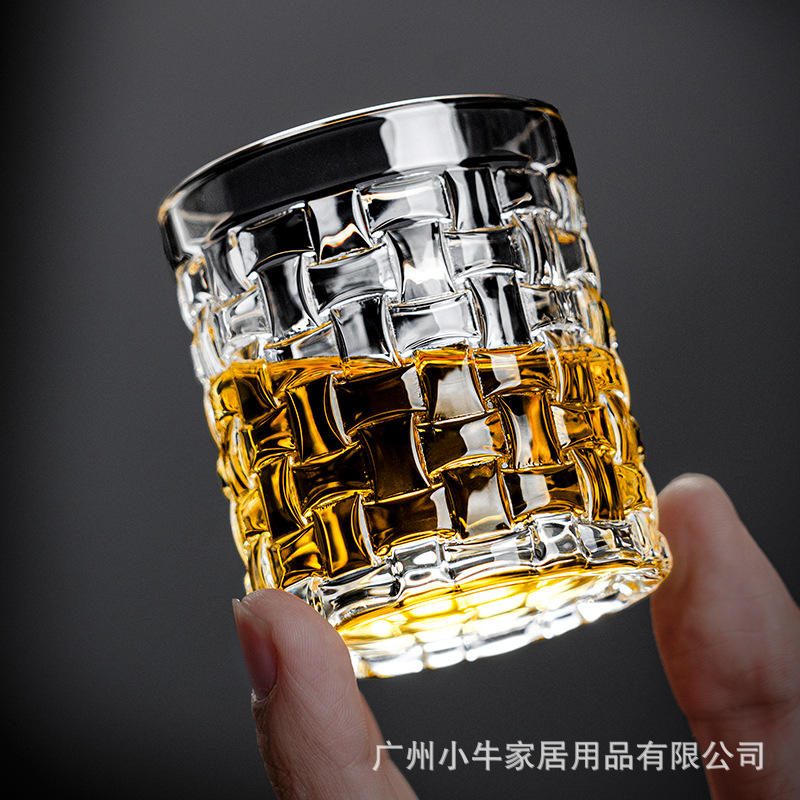Creative embossed beer and spirits glass, two-ounce home light luxury high-end engraved whisky glass, cross-border beer glass Application Scenario