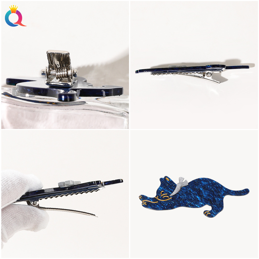 Qiyue Korean version ins high-end hairpins, cat hairpins, simple bangs clips, duckbill clips, hair accessories and head accessories wholesale Specification drawing