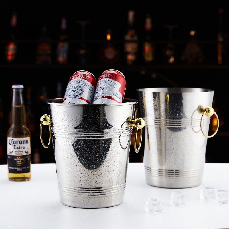 Nordic stainless steel ice buckets, ice cube buckets, stainless steel champagne buckets, hotel bars, high appearance level, chilled red wine and beer buckets Specification drawing
