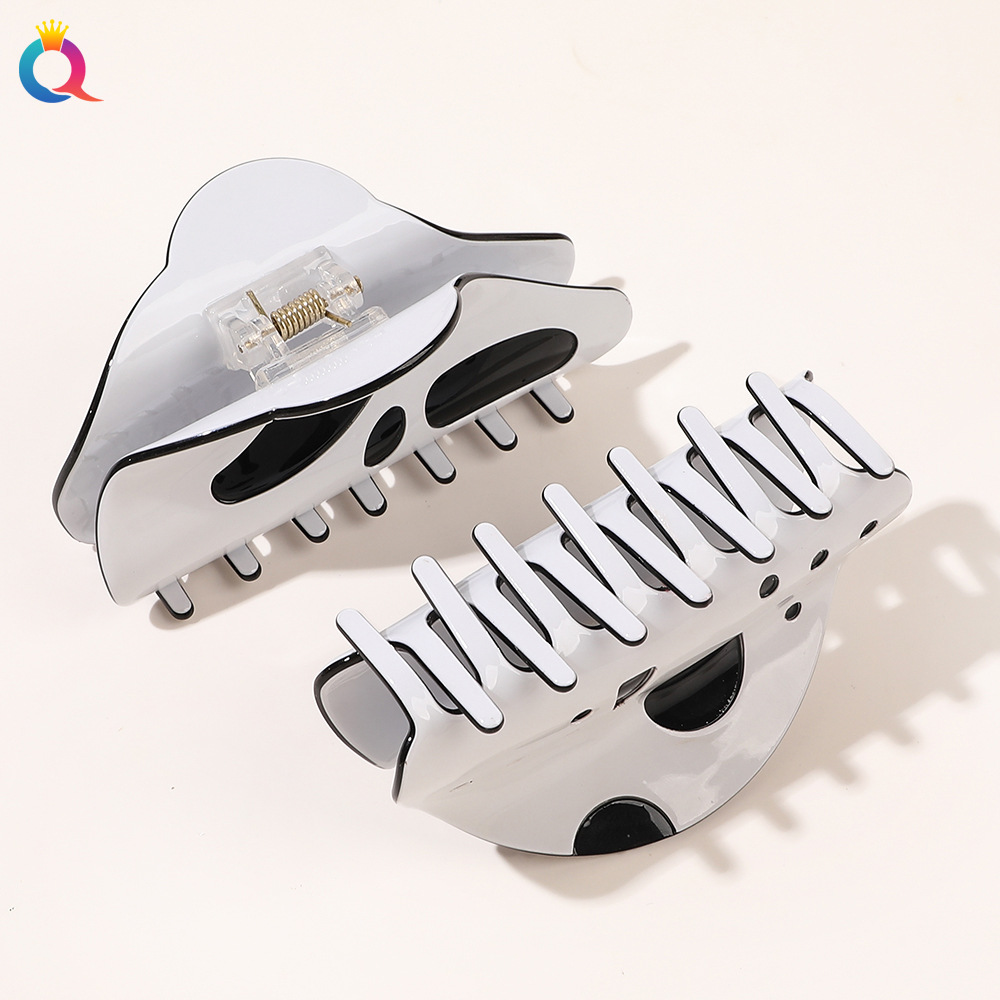 Qiyue Cross-border Halloween Hairpin, Dark style Ghost Hairpin, Funny Face, Terrifying shark hairpin, Girl Grab Specification drawing