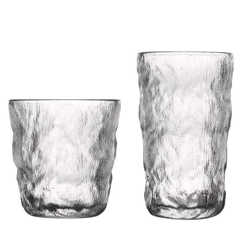 Lizun Japanese ice pattern Glass cups, creative bark pattern water cups, juice cups, household whisky wine glasses Item Picture