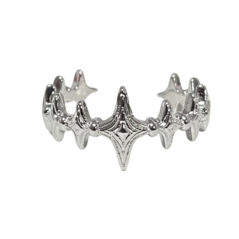 The ring is a simple and fashionable irregular cross for women, with a unique and versatile personality. It is a trendy and cool accessory with a cold style on Instagram Item Picture
