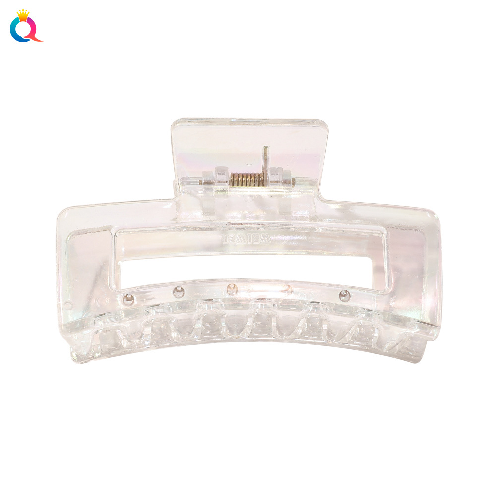 Qiyue Korean-style transparent hair clips, electroplated AB color grippers, back head grippers, twisted cross grippers, hair accessories for women wholesale Item Picture