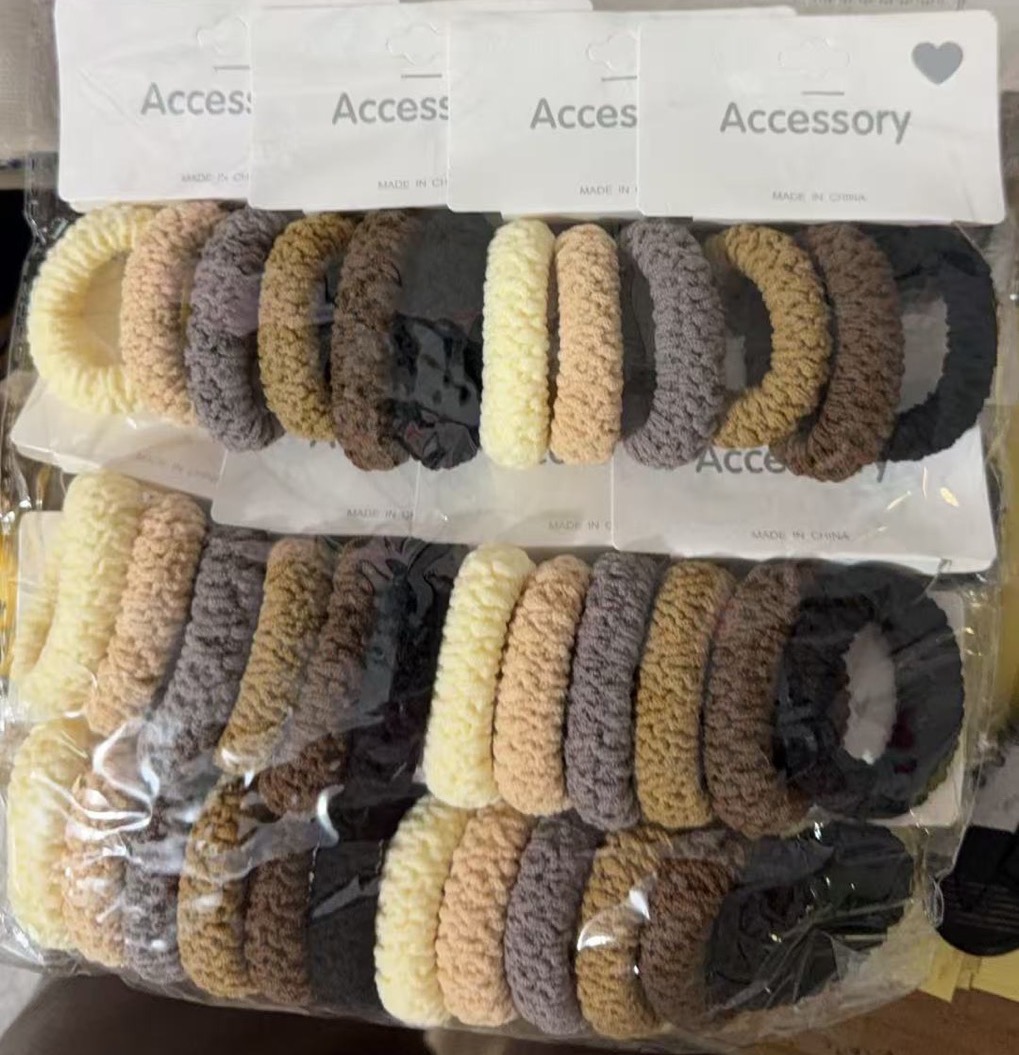 Korean-style simple and fashionable hair tie, hand-clamped hair accessory, ladies' rubber band, leather band and hair tie details Picture