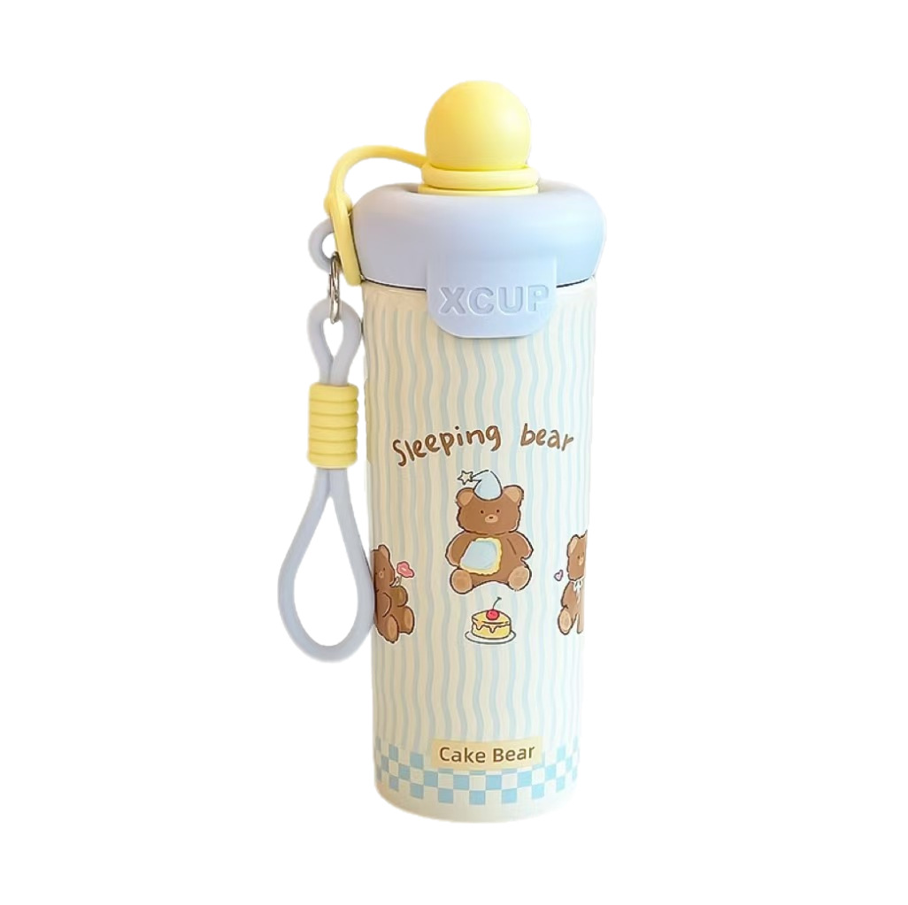 New 316 stainless steel water cup, high school girls' appearance level float ball straw cup, student rope insulated cup, large capacity cup Item Picture