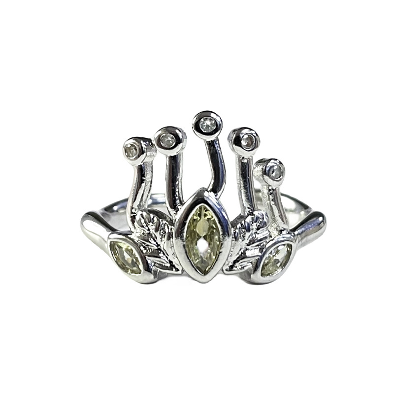 Korean style simple and individual yellow diamond elegant open ring for women on Instagram, cold style, niche design, fashionable and exquisite ring Item Picture