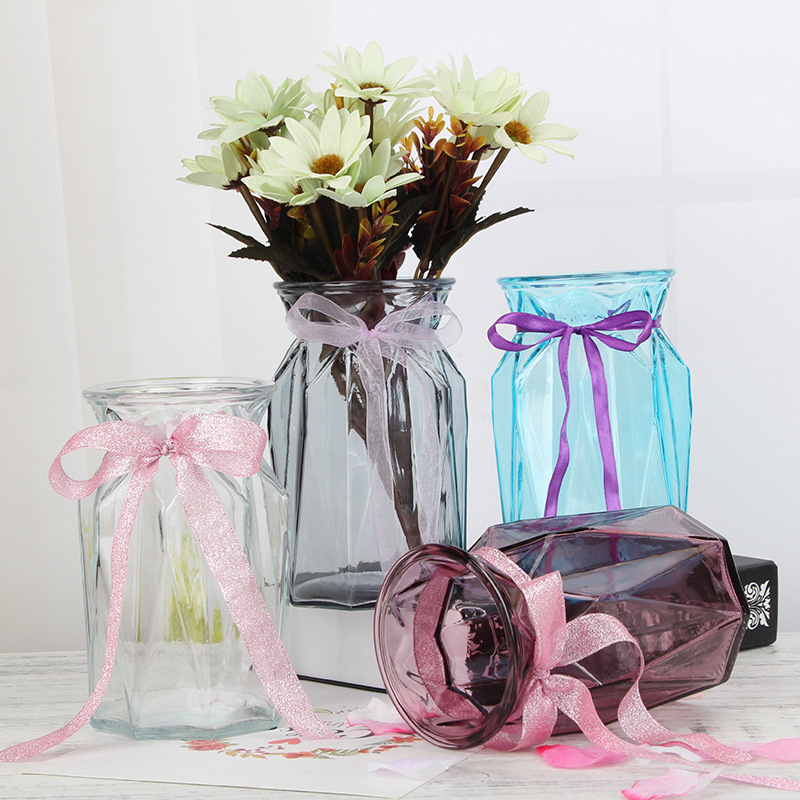 Wholesale glass vases, transparent colored flower arrangements, living room table decorations, hydroponic dried flower vases, creative, modern and simple Specification drawing