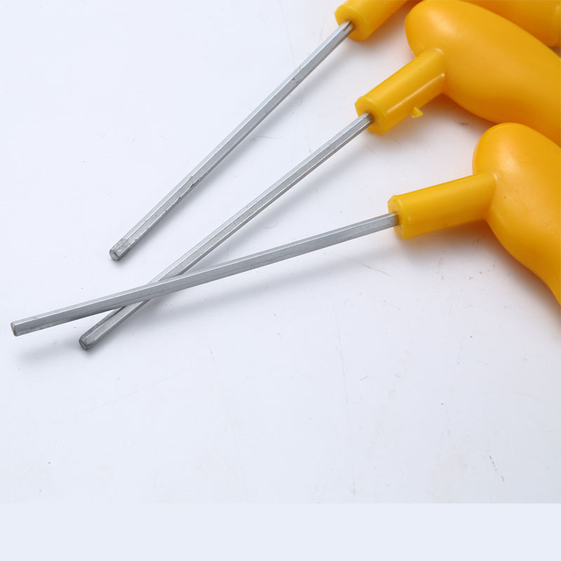 Wholesale of yellow handle wrenches, T-shaped hexagonal handle wrenches, crutches, flat head hexagon socket metric hardware tools Application Scenario