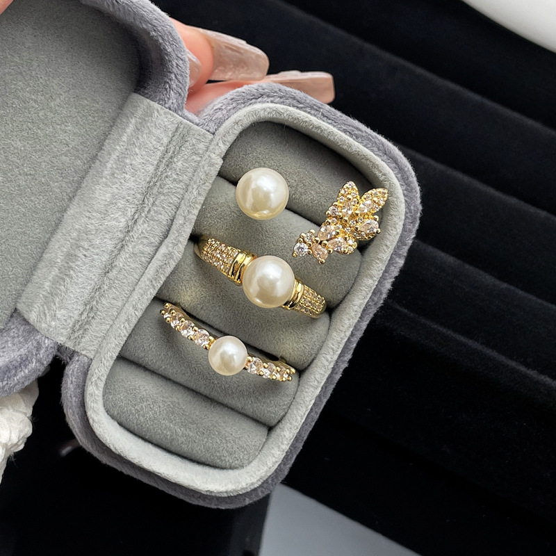 New Chinese-style retro pearl open-top ring, a unique design for women, exquisite, light luxury, sweet and cool style, a commuting index finger ring Specification drawing