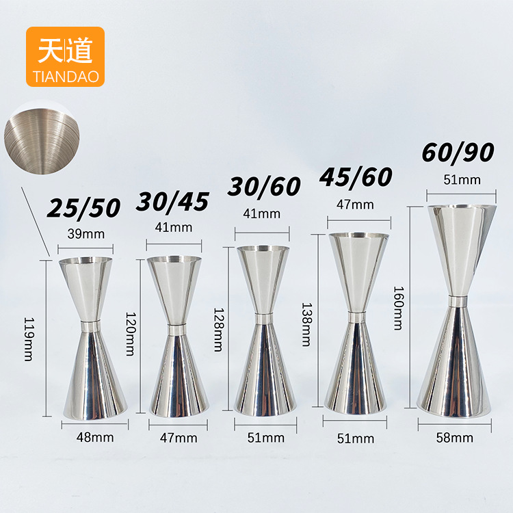 Stainless steel 304 double-headed measuring cup, cocktail ounce cup, baking measuring cup, bar mixing glass, milk tea measuring device details Picture