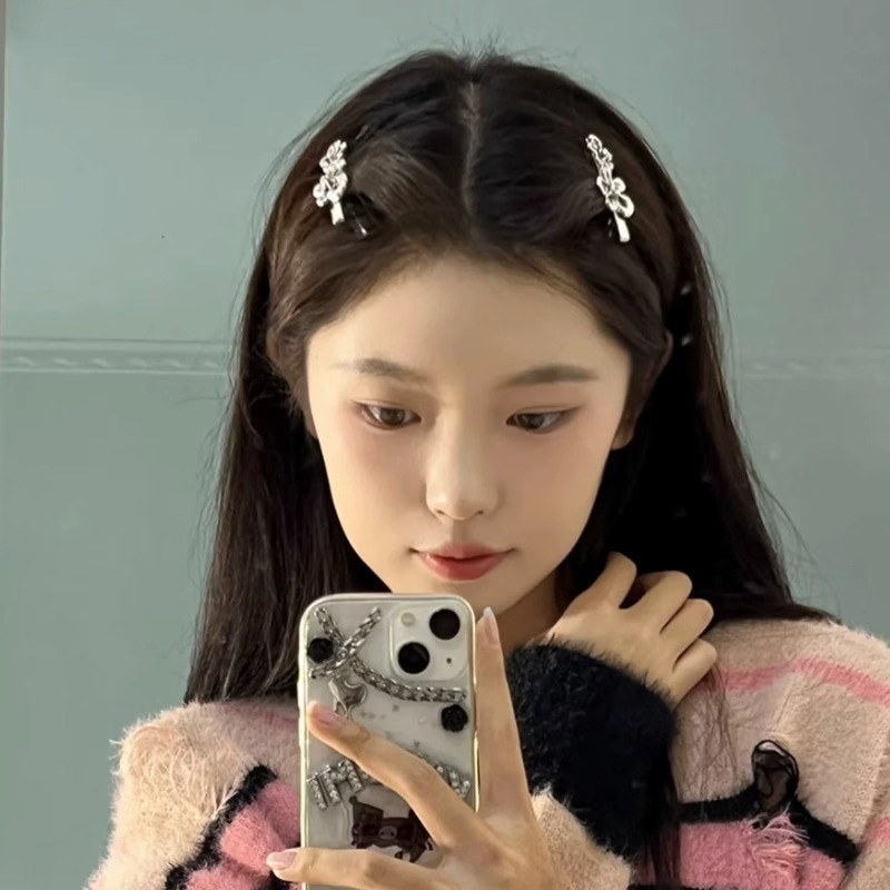y2k Dopamine Pentagonal star hair clip, Heart water diamond Small hair clip, Metal fringe seaside clip, ins straight clip hair accessory Specification drawing