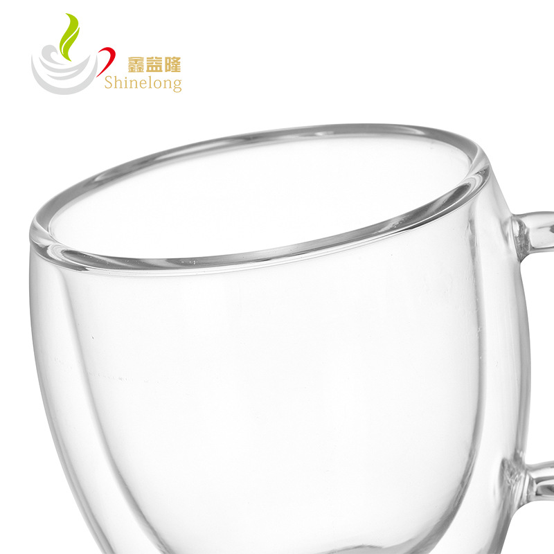Double-layer glass cups, heat-resistant handle coffee cups, high borosilicate transparent creative water cups, cross-border household cups Item Picture