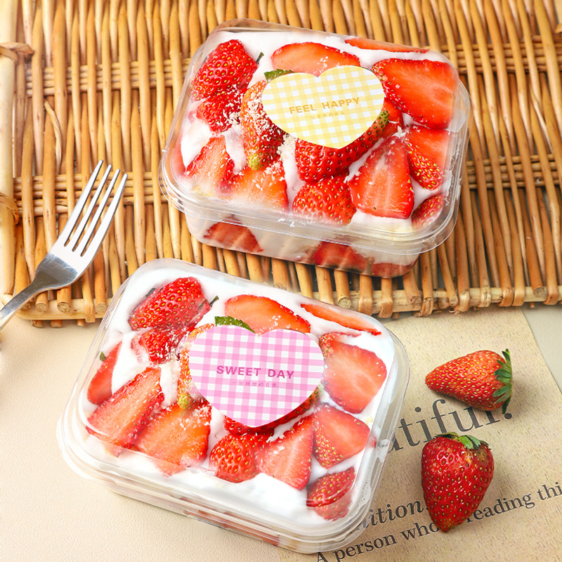 Strawberry cream box, mille-feuille mousse cake packaging box, Tiramisu Napoleon box, picnic baking packing box Specification drawing