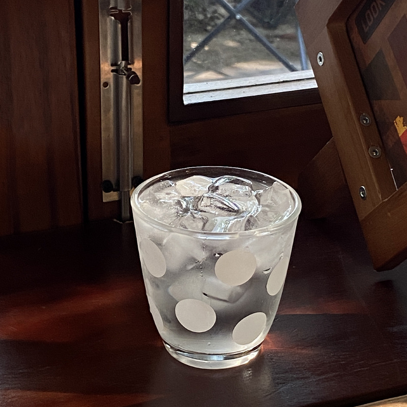 Niche homemade blue polka dot glass cups with an ins high-end feel, white polka dot water cups, milk cups, and simple coffee cups Application Scenario