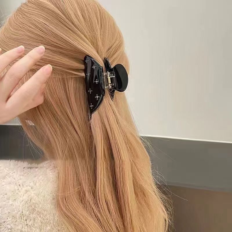 High-end style, star-studded, diamond-encrusted shark clip, less acetate, half hair clip, cute back of the head hair accessory for a girl details Picture